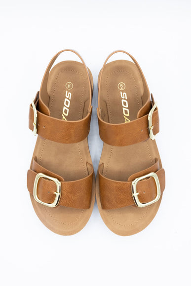 Soda Jackie Platform Sandals for Women in Tan