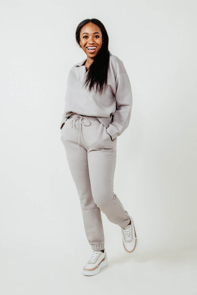 Textured Jogger Pants for Women in Brown