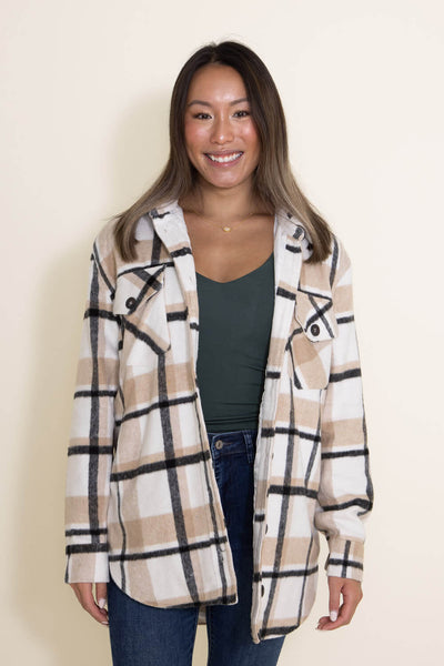 Thread & Supply Chandler Shacket for Women in Natural Plaid