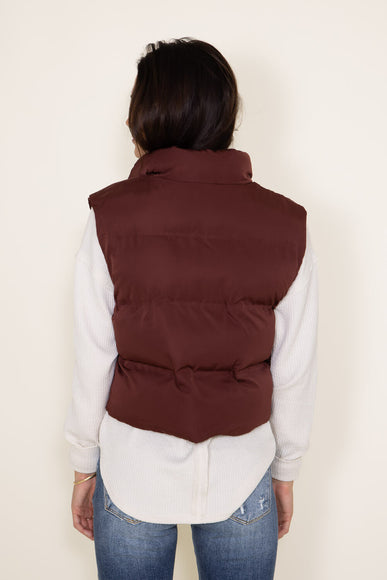 Thread & Supply Issey Cropped Puffer Vest for Women in Malbec Red