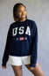 Embroidered USA 1776 Crewneck for Women in Navy