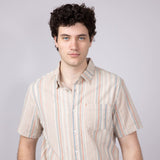 Union Valencia Seersucker Button Up Shirt for Men in Cream