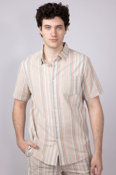 Union Valencia Seersucker Button Up Shirt for Men in Cream