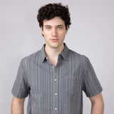 Union Valencia Seersucker Button Up Shirt for Men in Grey