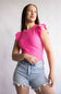 Urban Rib Flutter Sleeve Top for Women in Candy