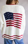 Vintage Havana American Flag Knit Cardigan for Women in White