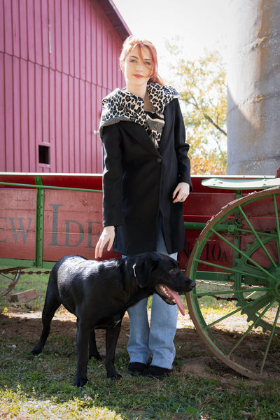 Leopard Print Scarf for Women in Black