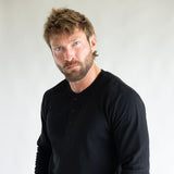 1897 Original Solid Henley Thermal Long Sleeve Shirt for Men in Black