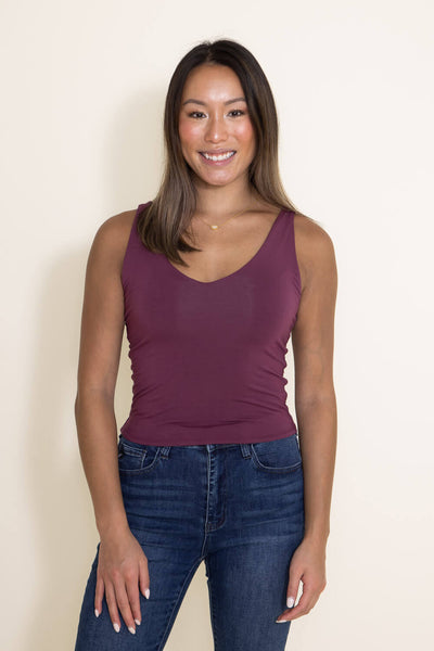 Basic Slim Stretch Tank Top for Women in Purple