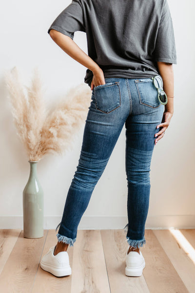 KanCan High Rise Fray Hem Ankle Skinny Jeans for Women