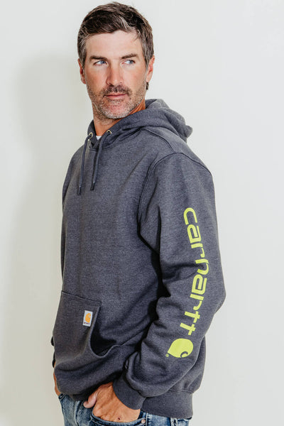 Carhartt Logo Sleeve Graphic Hoodie for Men in Grey