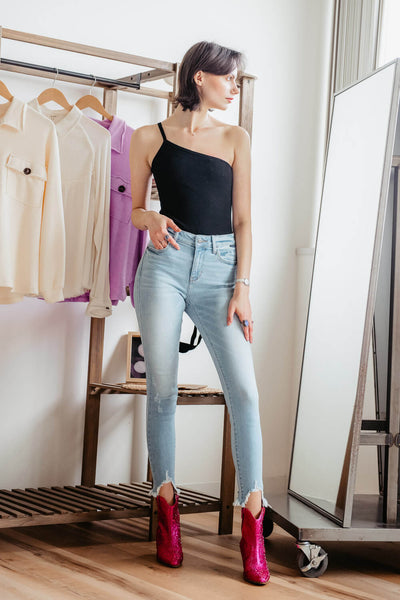 Cello Cropped Fray Hem Skinny Jeans for Women