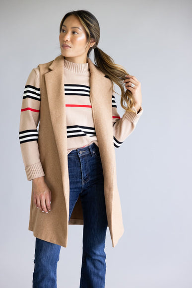 Love Tree Long Line Vest for Women in Camel