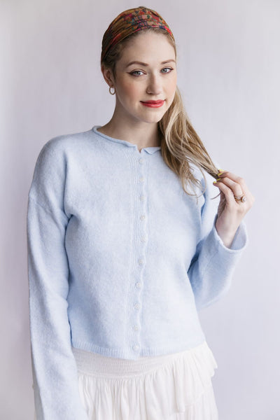 Mimosa Classic Lightweight Cardigan Top for Women in Baby Blue