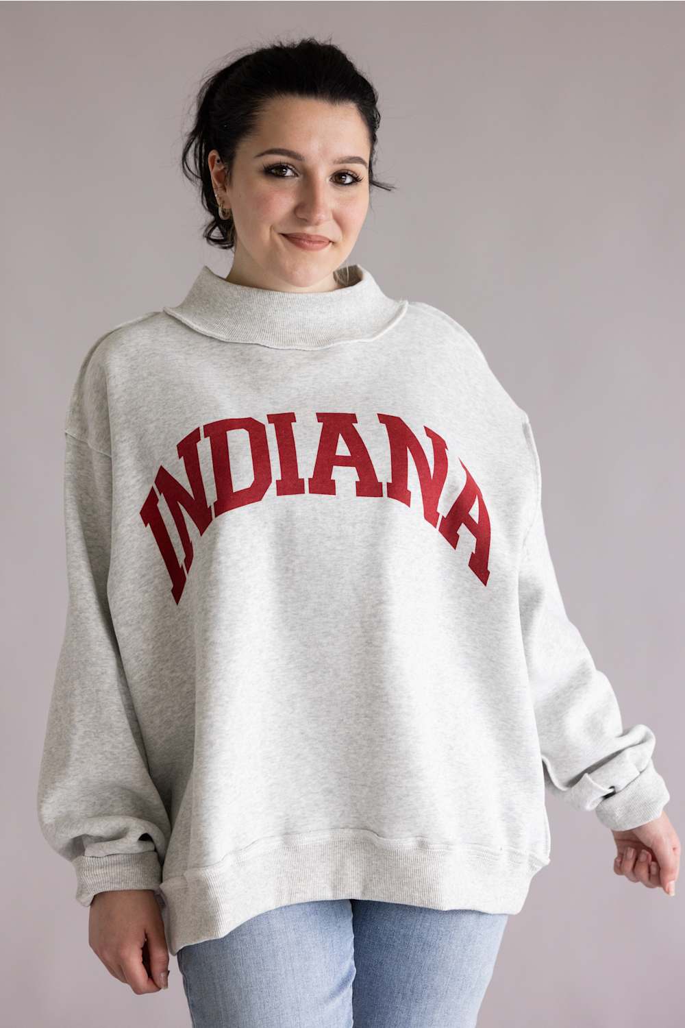 ennoy エンノイ　ROUND NECK PULLOVER  BOTTLE Reversible Indiana Mock Neck Sweatshirt for Women in Light Heather