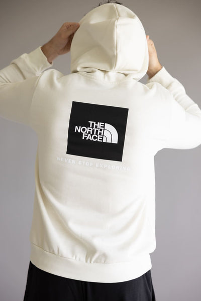 The North Face Evolution Box Logo Hoodie for Men in White Dune