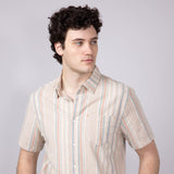 Union Valencia Seersucker Button Up Shirt for Men in Cream