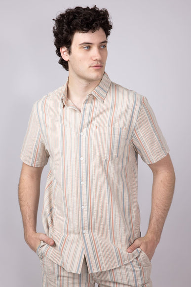 Union Valencia Seersucker Button Up Shirt for Men in Cream