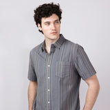 Union Valencia Seersucker Button Up Shirt for Men in Grey