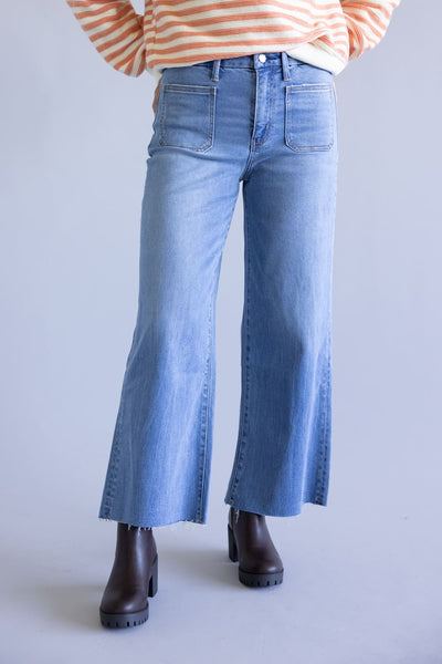 Vervet Super Soft High Rise Wide Crop Jeans for Women