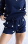 1897 Active Embroidered Star Fleece Shorts for Women in Navy Blue
