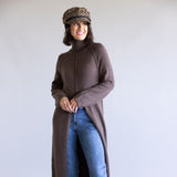 Turtleneck Tunic Sweater for Women in Brown
