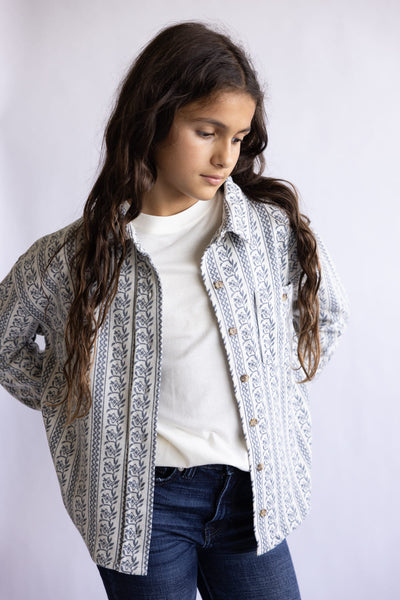 OāNeill Youth Jordyn Striped Knit Shacket for Girls in White