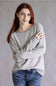 Pinstriped Long Sleeve Sweater for Women in Heather Grey