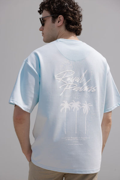Royal Palms T-Shirt for Men in Light Blue