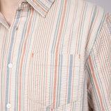 Union Valencia Seersucker Button Up Shirt for Men in Cream