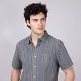 Union Valencia Seersucker Button Up Shirt for Men in Grey