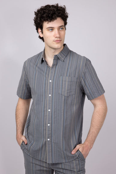 Union Valencia Seersucker Button Up Shirt for Men in Grey