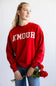 1897 Active Amour Embroidered Fleece Sweatshirt for Women in Red