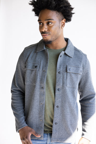 1897 Original Solid Knit Shacket for Men in Charcoal