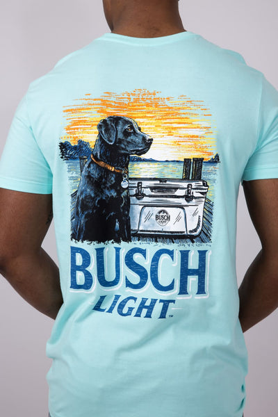 Busch Light Dog Cooler T-Shirt for Men in Teal Blue