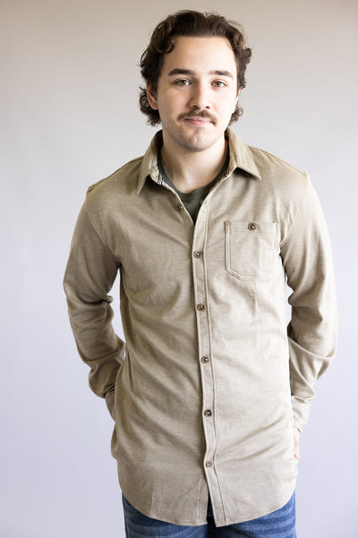 Diagonal Shirt Jacket for Men in Golden Brown