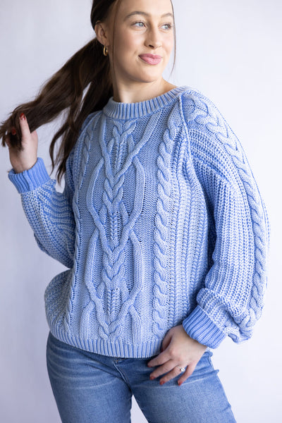 Free People Frankie Cable Sweater for Women in Blue