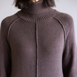 Turtleneck Tunic Sweater for Women in Brown
