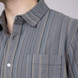 Union Valencia Seersucker Button Up Shirt for Men in Grey | H13A62T-GREYGOOSE