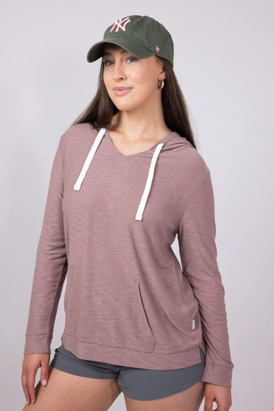 Free Fly Bamboo Lightweight Slub Hoodie for Women in Fig Purple