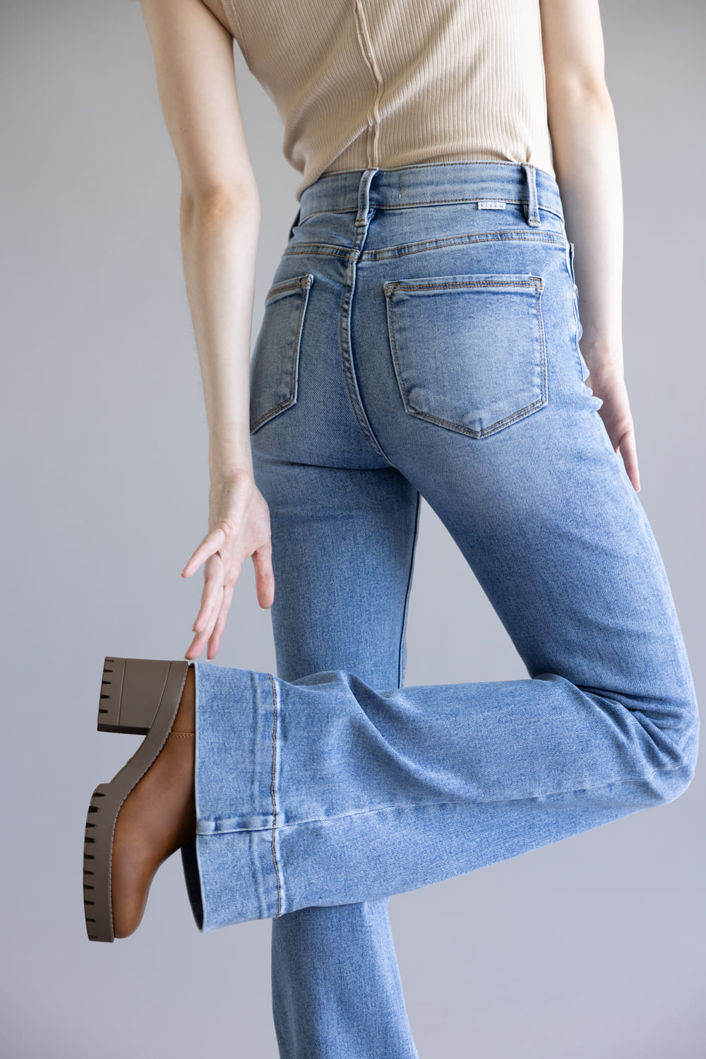 Risen High Rise Tummy Control Flare Jeans for Women – Glik's