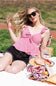 Gingham Front Tie Peplum Top for Women in Red