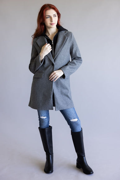 Love Tree Hoodie Long Coat for Women in Grey