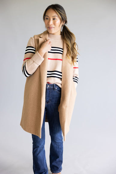 Love Tree Long Line Vest for Women in Camel