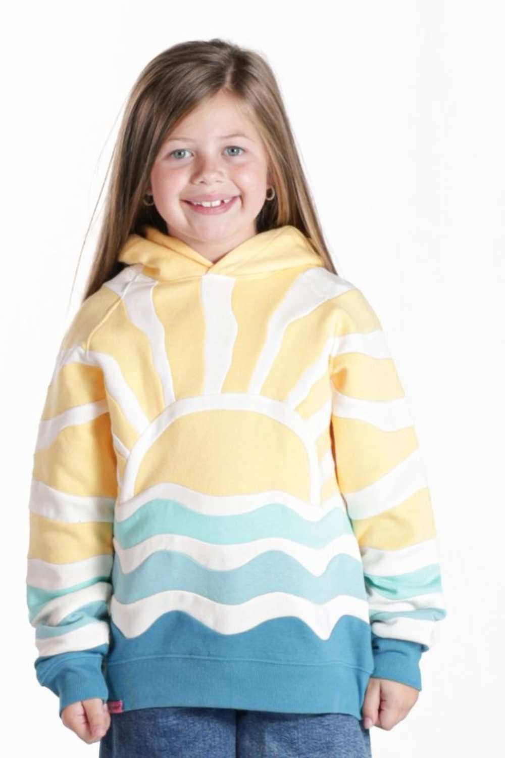 Simply Southern Youth Sun and Sea Patch Hoodie for Girls in Yellow