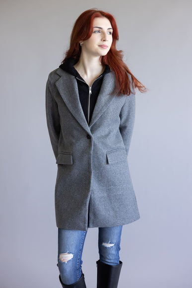 Love Tree Hoodie Long Coat for Women in Grey