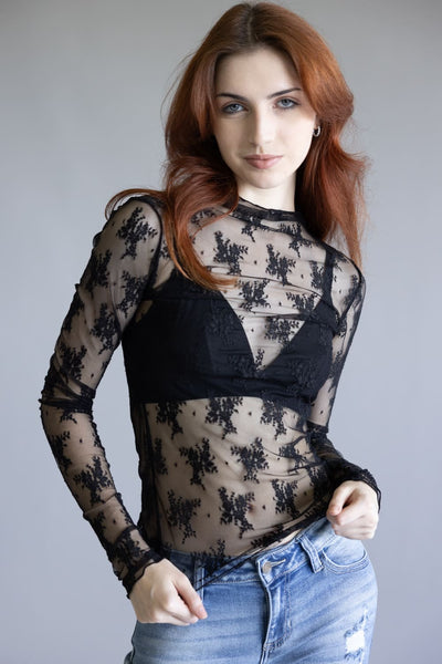 Free People Intimately Lady Lux Sheer Layering Top for Women in Black