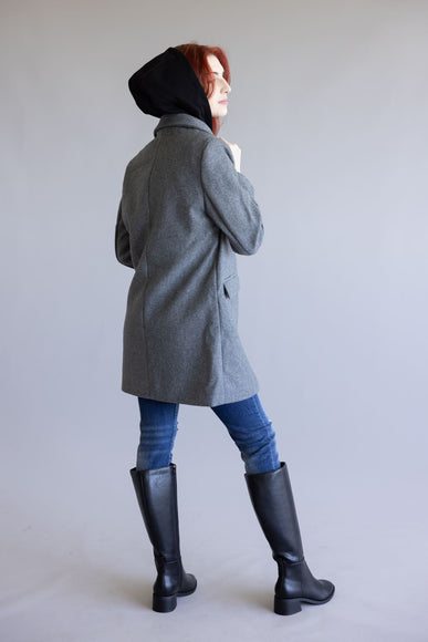 Love Tree Hoodie Long Coat for Women in Grey