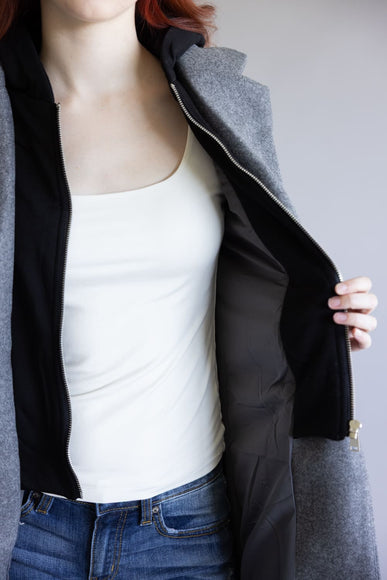 Love Tree Hoodie Long Coat for Women in Grey