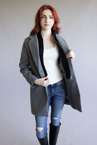 Love Tree Hoodie Long Coat for Women in Grey